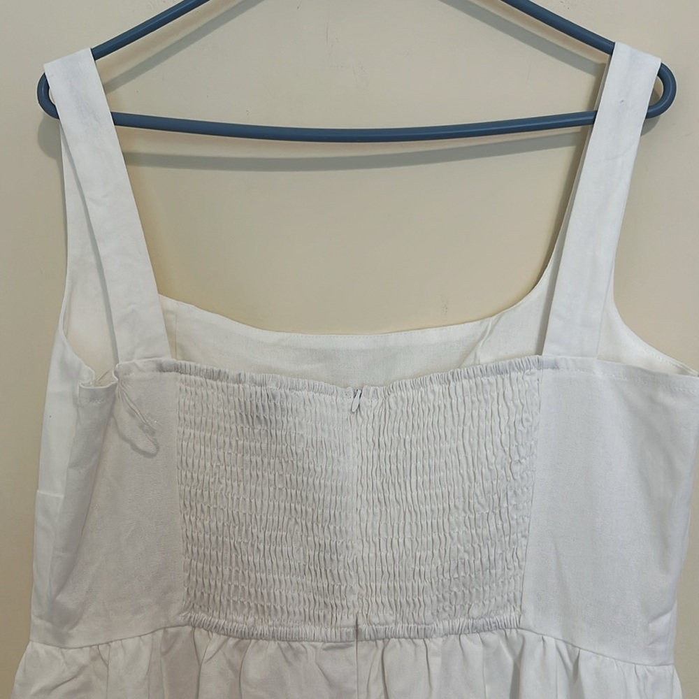 Women’s Midi Dress in White - Classic Sleeveless Summer Dress - Picture 6 of 9